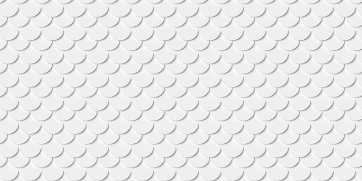 White rounded overlaid roof shingles polygons pattern background wallpaper banner, flat lay
