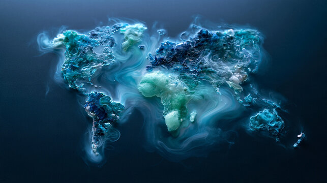 Conceptual World Map Representing Climate Change and Ecology