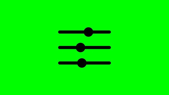 Audio Equalizer Slider Control on Green Screen Background