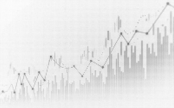 Abstract financial business chart with halftone dot pattern showing upward growth trend