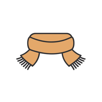 Orange scarf with fringe isolated on transparent background