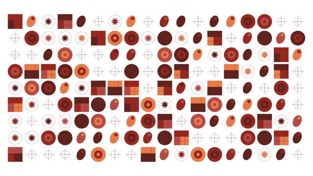 Abstract geometric pattern with circles squares and ovals