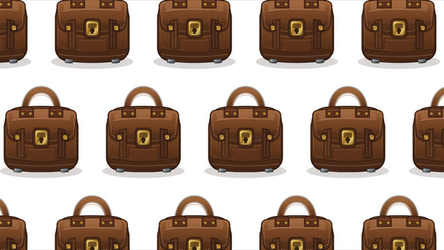 Brown Leather Briefcase Pattern Seamless Background