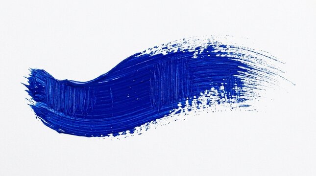 Ultramarine acrylic paint swipe demonstrating fluid texture and brushstroke technique on white canvas