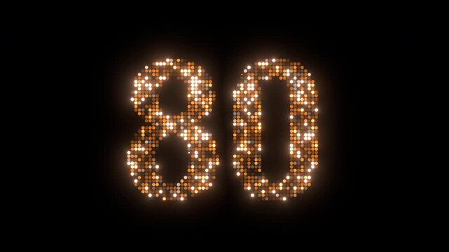 80th happy birthday anniversary text light effect