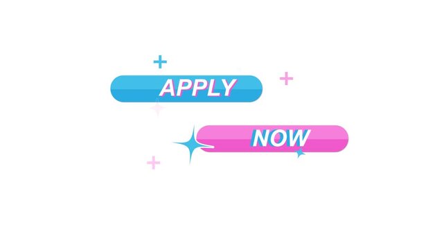 Apply Now Recruitment Call to Action Lower Third Banner 4k Animation. Clean Motion Graphic with impact collision motion for Hiring Recruitment on White background.