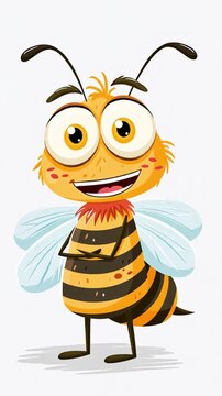 Cute quirky drawn cartoon bee, creative humor design, animation