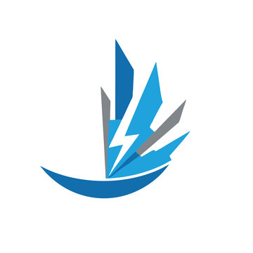 Abstract blue and gray lightning bolt logo