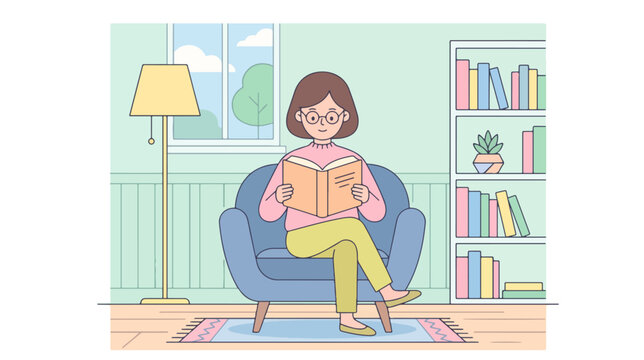 Relaxed Reader in Armchair