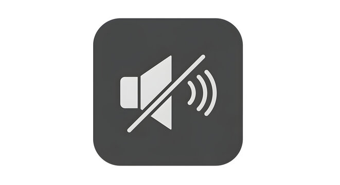 Dark gray mute speaker icon isolated with real transparent background for interface design