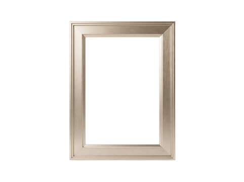 Picture frame with silver border on black background PNG with alpha channel