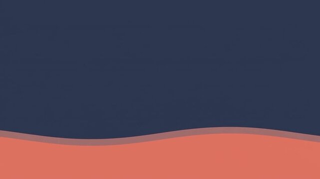Minimalist abstract wave motion in orange and dark blue with generous copy space