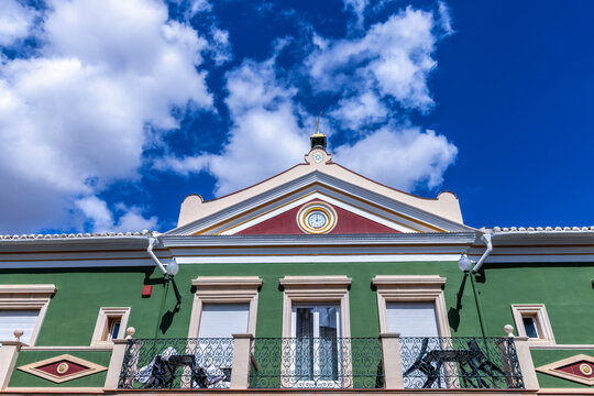 Colourful historic buildings in the spa town of Fortuna, Los Ba&ntilde;os de Fortuna, Region of Murcia (Spain)