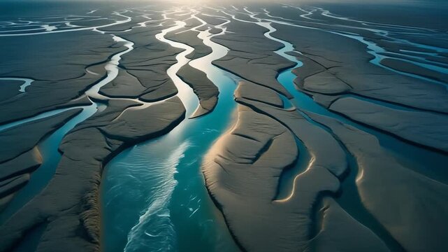 Tidal channels from above Tide entering coastal channels