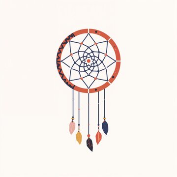 Dream Catcher With Colorful Feathers Hanging From a Circular Frame