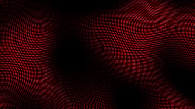 Animated red background with abstract technology random dots and grid 4K on black background. Loop background. Red halftone circles