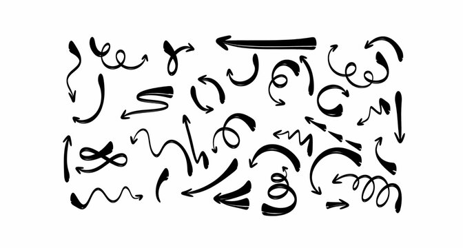 Hand Drawn Doodle Arrows, Curved Lines and Sketch Elements Collection