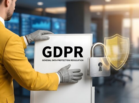 GDPR Privacy and Data Protection Concept with Security Lock and Digital Document &mdash; GDPR, data privacy, cybersecurity, personal information protection, privacy compliance, information security, data re