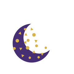 Purple crescent moon with yellow geometric shapes © ilham