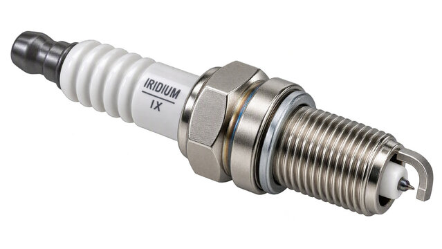 New Automotive Iridium Spark Plug with Ceramic Insulator on Transparent Background PNG