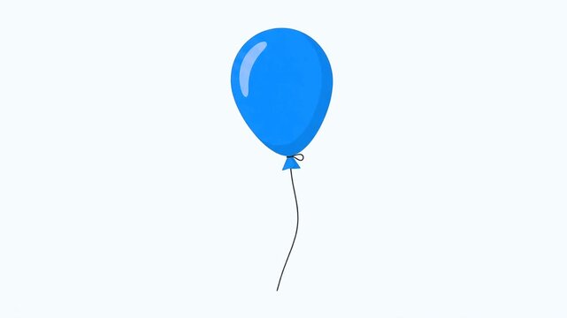 A single blue balloon floats gently tethered by a thin string against a clean white background, perfect for celebrations