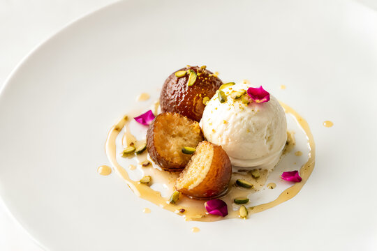 Modern Deconstructed Gulab Jamun Fine Dining Plate