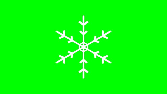 Professional 4K animated minimal Scandinavian-inspired paper snowflake featuring six-arm geometric structure with clean angular cutouts and balanced proportions in solid monochrome white color isolate