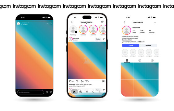 New Instagram 2026 mockup interface on new iPhone 18 Pro. Instagram new update template. New Instagram social media features design 2026