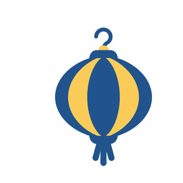 Blue and yellow lantern illustration
