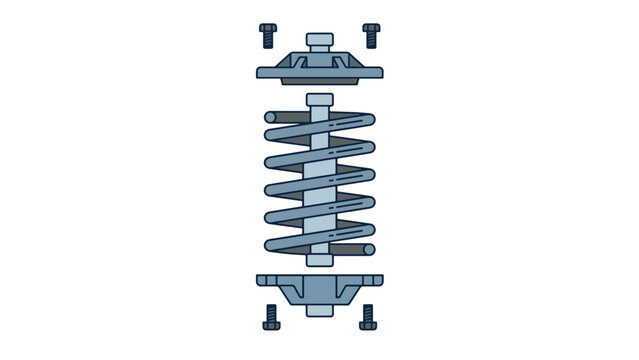 Suspension strut assembly diagram showing coil spring and shock absorber components in engineering