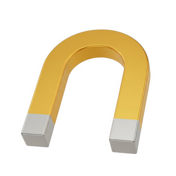 Strong yellow horseshoe magnet lifting metal