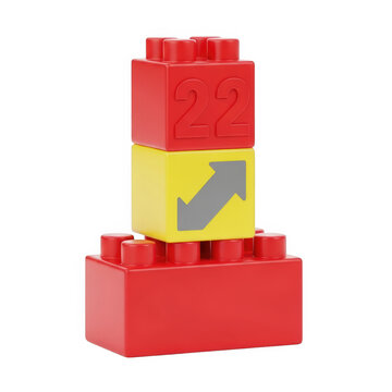 Two colorful lego blocks stacked with smiley face