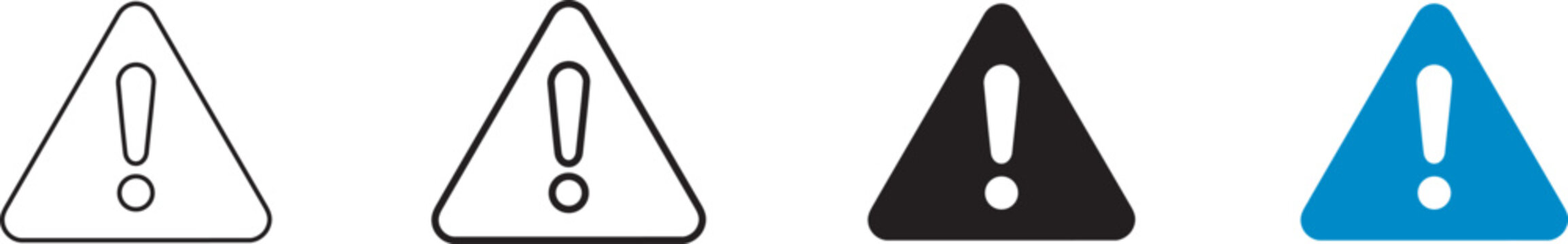 Set of four triangle warning exclamation mark vector icons