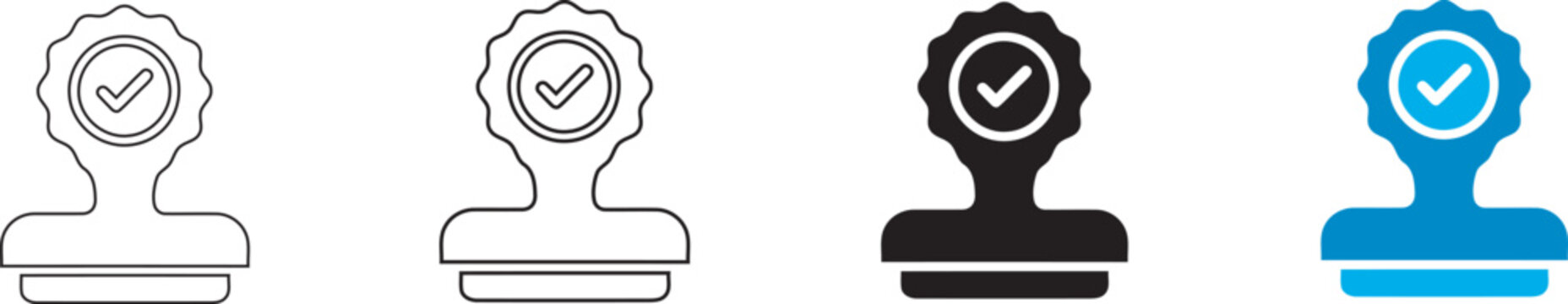 Approved stamp icons set with check mark symbols