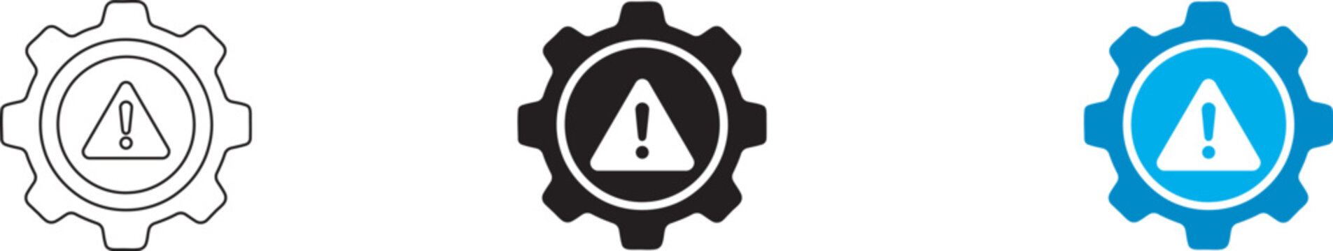 Gear icons with warning triangle sign
