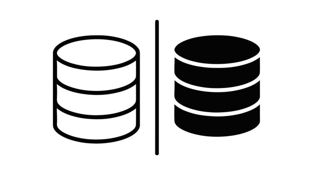 Vector illustration of database storage icon set on a transparent background