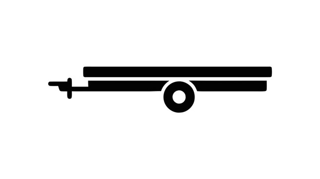 Vector illustration of flatbed utility trailer silhouette icon on a transparent background
