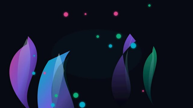 Futuristic neon liquid ribbons cascade, stretch, collide and merge into a vibrant cyber melt composition with cyan, magenta, violet and acid green colors on a dark background. Seamless abstract motion