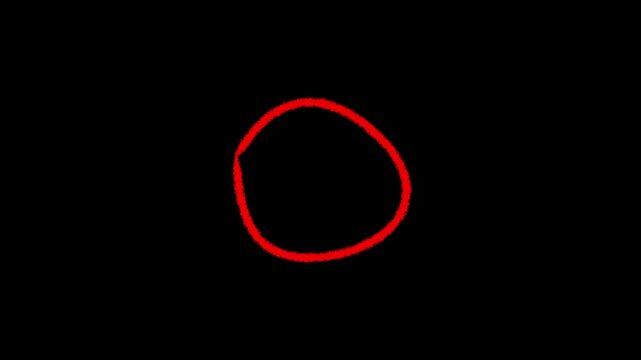 Hand drawing Red circle highlight marker with transparent background. Circle highlight animation with alpha channel animation video...