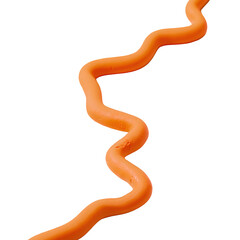 Fototapeta premium Orange modeling clay wavy line isolated on clean white background for product design mockups
