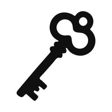 Halloween Vintage antique old skeleton key flat vector icon isolated