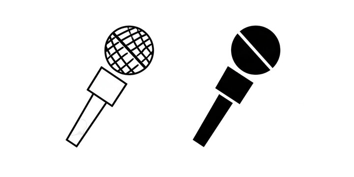 Minimalist microphone icons with geometric and classic designs for media and presentation use