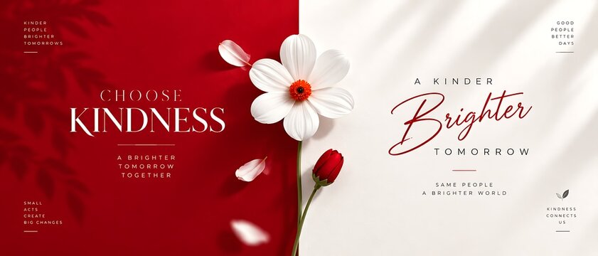 Elegant background design featuring white flower blossom and red petals with kindness text floral background rose bud mother day kindness romantic