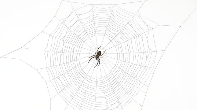 Spooky spider web decoration for a haunted halloween night party with autumn moon, ghost, bat, skeleton, cat, witch, pumpkin, trick, treat, candy