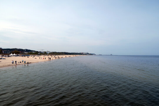 Seebad Ahlbeck, Germany.  People enjoying good weather by the beach
