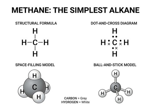 Educational diagram representing the methane molecule structure