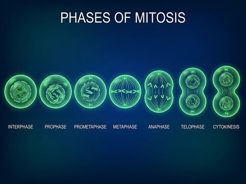 The sequential stages of cell mitosis division infographic