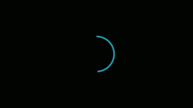 Animated red number two inside a glowing blue circular loading progress bar on black background
