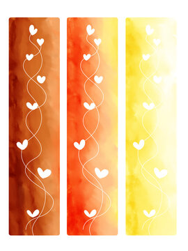 Warm gradient vertical divider, heart and leaf line pattern