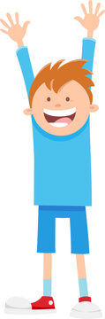 happy cartoon boy elementary age or teenager character